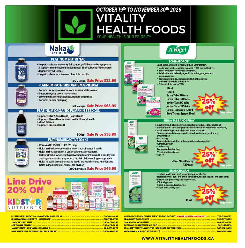 Oct19 Nov30 ★ Vitality Health Foods